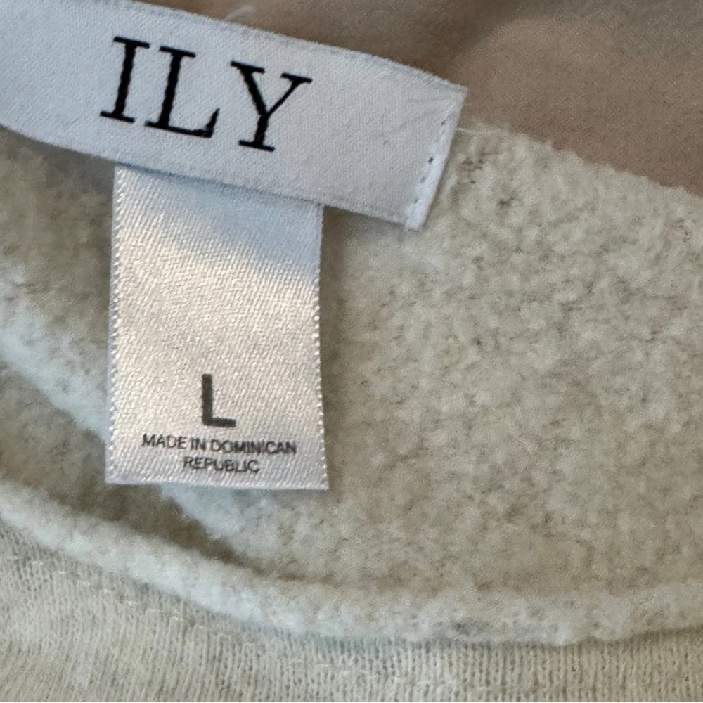 Ily Couture Cream Off-the-Shoulder Long Sleeve Sweatshirt – Size L - Picture 3 of 4